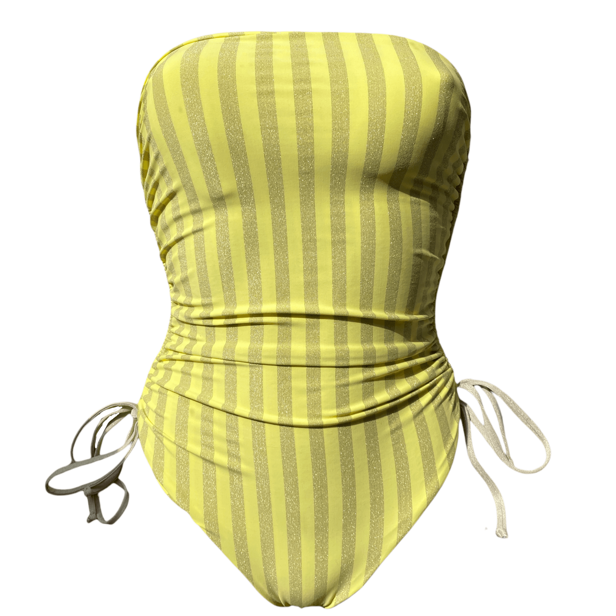 Manie intero giallo e lurex con drappeggi
