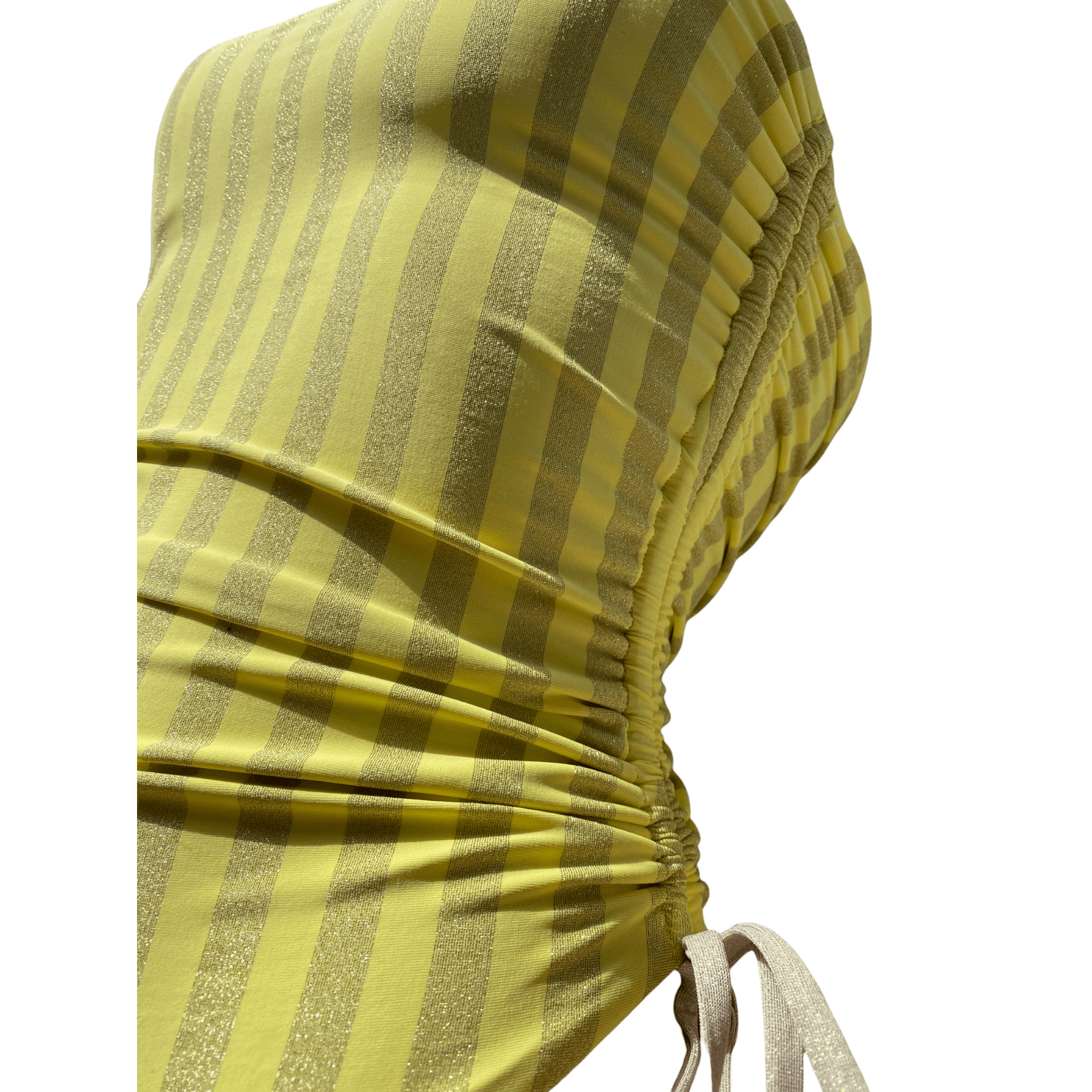 Manie intero giallo e lurex con drappeggi - immagine 2