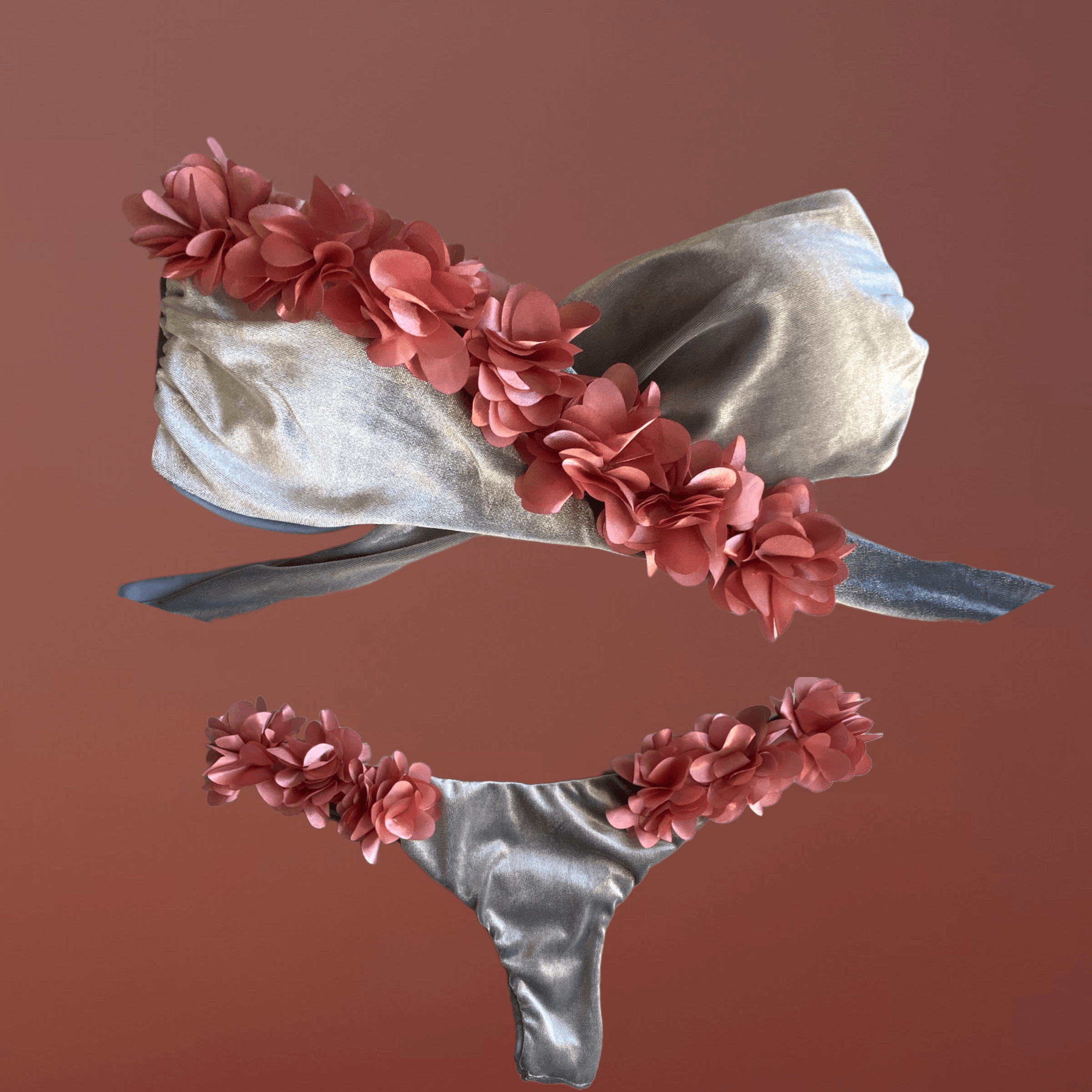 Mully vellutino silver con fiori
