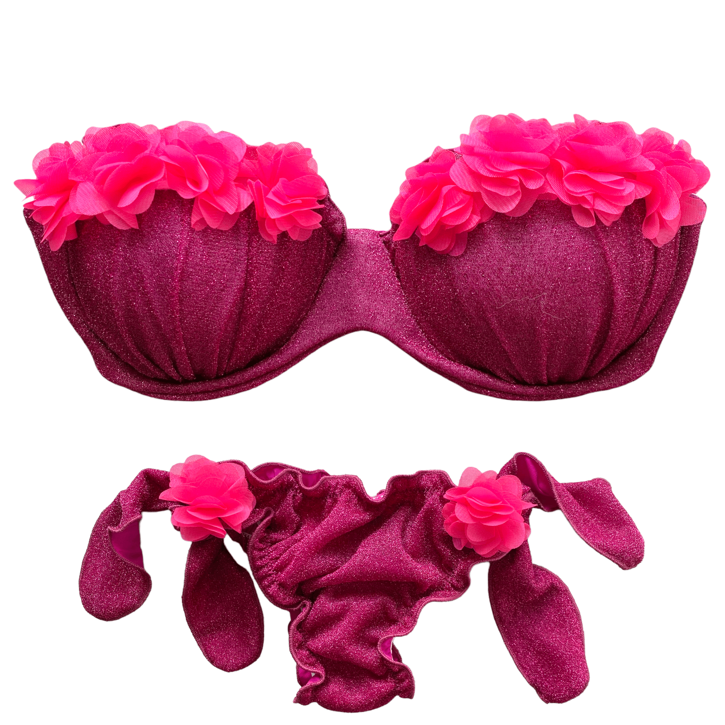 Lux fucsia lurex con fiori