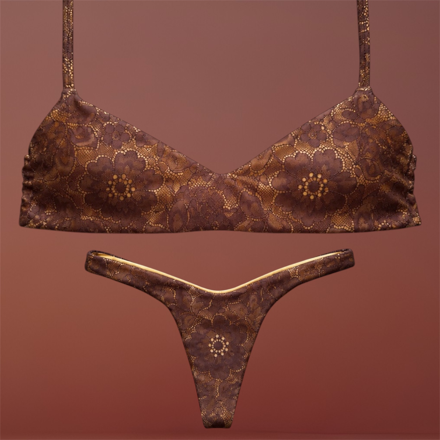 Flavia giallo ocra gold con pizzo marrone