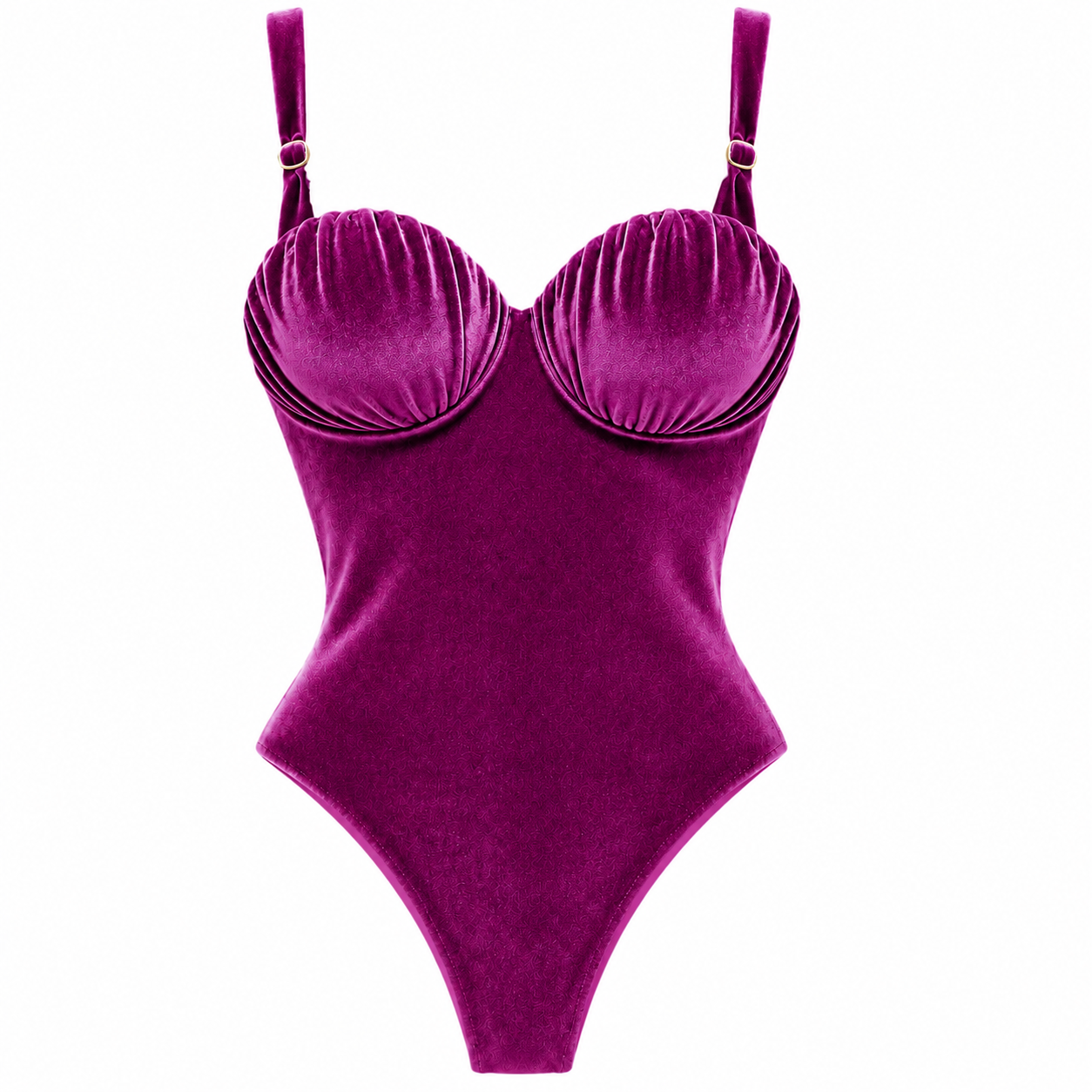 Viky body imbottito ciclamino lingerie in vellutino con spalline regolabili e rimovibili